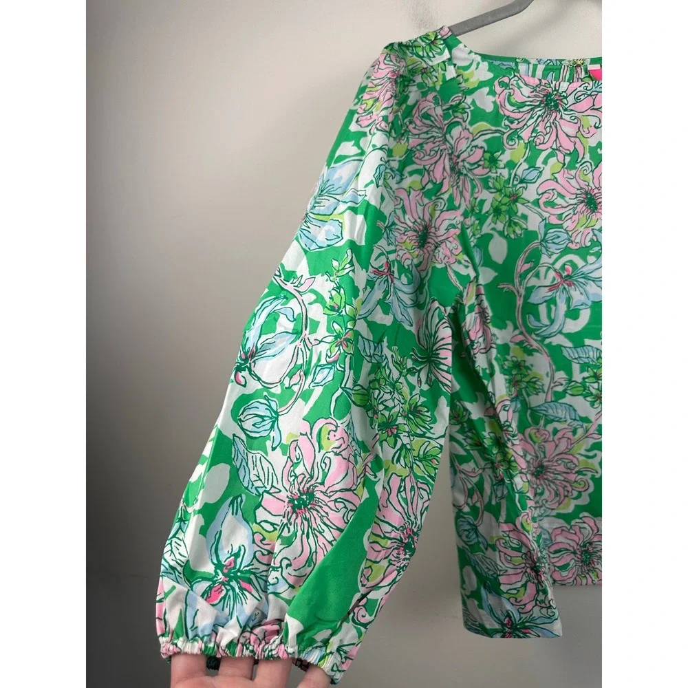 NWT Lilly Pulitzer Barbara Cotton Blouse Puff Sleeve Size 10 Spearmint
